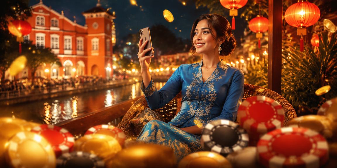 Wanita berbaju kurung bermain kasino mudah alih di Melaka Malaysia